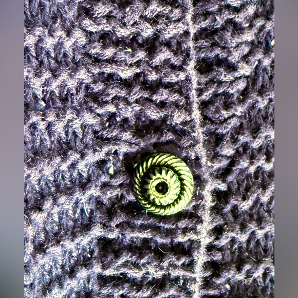 DEANS of Scotland Navy Blue popcorn cable knit Cardigan Large Ramie/Cotton blend - Picture 4 of 10